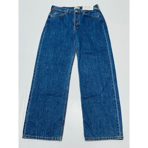 Etica Stanton Jeans Women's 30 Blue Denim Relaxed Fit Button-Fly Wide-Leg NWT - Picture 2 of 10